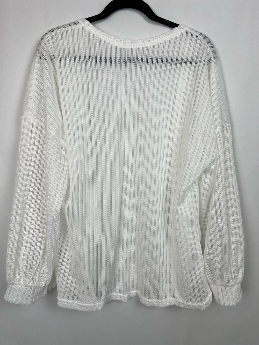 *NEW* SHEIN White Open-Front Ribbed Knit Cardigan Size L or 8/10 - Picture 6 of 7